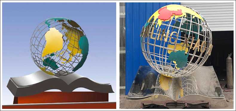 不銹鋼地球，景觀地球雕塑，學(xué)校地球儀擺件