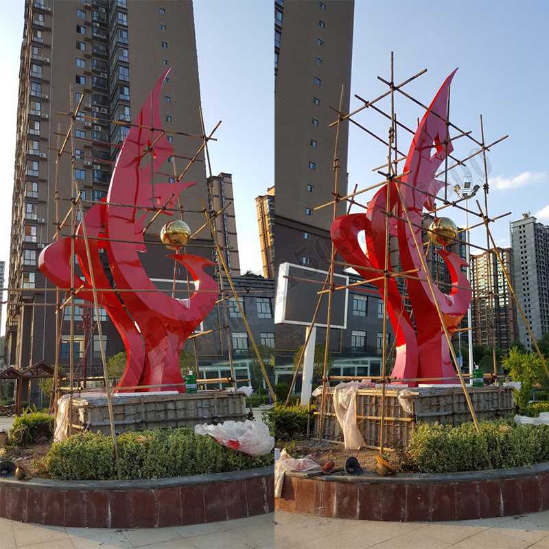 大型不銹鋼景觀雕塑，室外大型景觀雕塑，廣場不銹鋼標(biāo)志