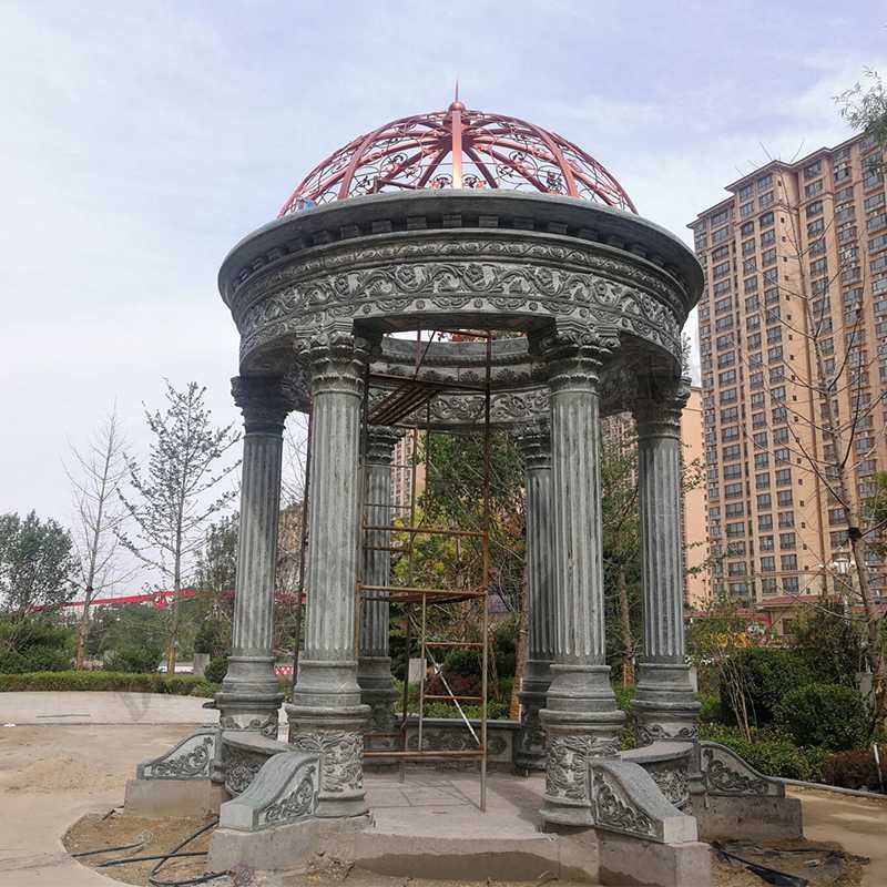 歐式景觀涼亭，小區(qū)花園休息亭子，石雕景觀亭子，綠色景觀涼亭1.jpg